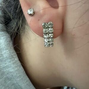 Vintage Silver Rhinestone Earrings